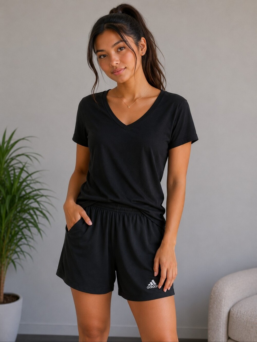 adidas Black Shorts with Logo Tag